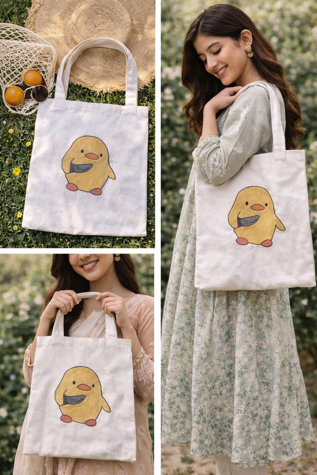 Cartoon Style Tote bag | Aesthetic Cottagecore Canvas Shopper