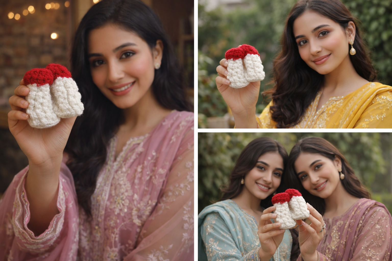 Elegant Handmade Crochet Ghajray , Floral Wrist Accessories for Mehndi & Bridal Wear