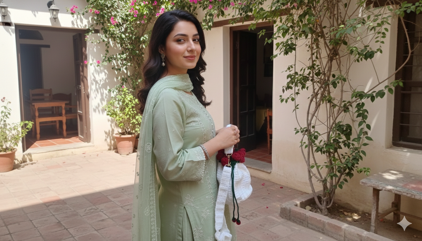 Crochet Rose Potli Bag or Rose Bouquet Bag